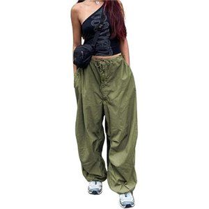 Y2K Parachute Pants Low Waist Wide Leg Baggy